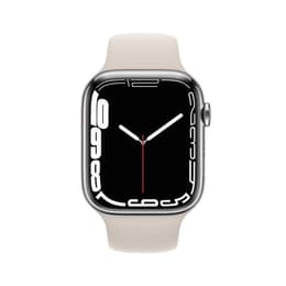 Apple Watch (Series 7) GPS + Cellular 45 mm - Aluminium Silber - Sportarmband Weiß