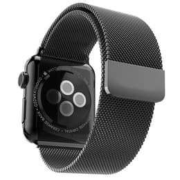 Apple Watch (Series 3) 2017 42 mm - Rostfreier Stahl Space Grau - Armband Milanaise Armband Schwarz