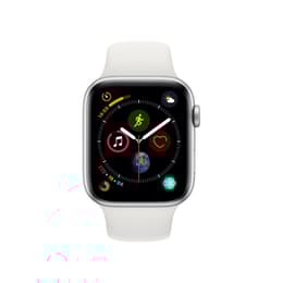 Apple Watch (Series 4) September 2018 40 mm - Rostfreier Stahl Silber - Armband Sportarmband Weiß