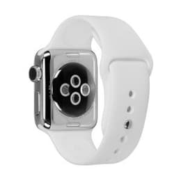 Apple Watch (Series 4) September 2018 40 mm - Rostfreier Stahl Silber - Armband Sportarmband Weiß