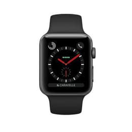 Apple Watch (Series 3) 2017 42 mm - Rostfreier Stahl Schwarz - Armband Sportarmband Schwarz