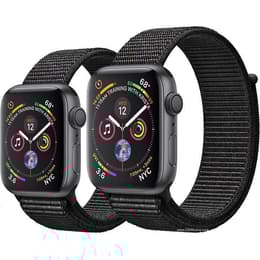 Apple Watch (Series 4) September 2018 44 mm - Aluminium Space Grau - Armband Nylonarmband Schwarz