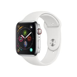 Apple Watch (Series 4) September 2018 40 mm - Rostfreier Stahl Silber - Armband Sportarmband Weiß