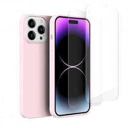 Hülle iPhone 14 Pro und 2 schutzfolien - Silikon - Rosa
