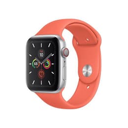 Apple Watch (Series 5) GPS + Cellular 44 mm - Aluminium Silber - Sportarmband Clementine