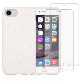 Hülle iPhone SE (2022/2020)/8/7/6/6S und 2 schutzfolien - Natürliches Material - Weiß