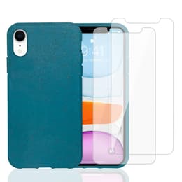 Hülle iPhone XR und 2 schutzfolien - Natürliches Material - Blau