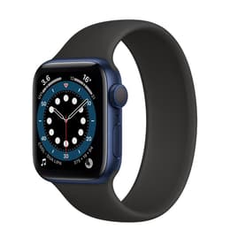 Apple Watch (Series 6) September 2020 44 mm - Blau - Armband Sportarmband Schwarz