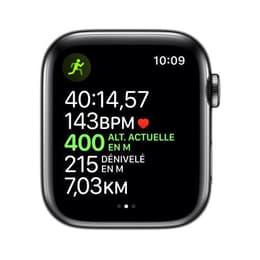 Apple Watch (Series 5) GPS + Cellular 44 mm - Aluminium Space Grau - Sportarmband Schwarz