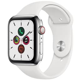Apple Watch (Series 5) GPS + Cellular 40 mm - Rostfreier Stahl Silber - Sportarmband Weiß