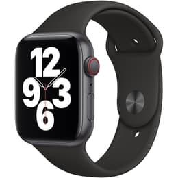 Apple Watch (Series 4) GPS + Cellular 44 mm - Rostfreier Stahl Grau - Sportarmband Schwarz