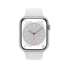 Apple Watch (Series 8) GPS 45 mm - Aluminium Silber - Sportarmband Weiß