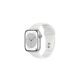 Apple Watch (Series 8) GPS 41 mm - Aluminium Silber - Sportarmband Weiß