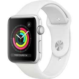 Apple Watch (Series 3) GPS 42 mm - Rostfreier Stahl Silber - Sportarmband Weiß