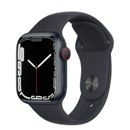 Apple Watch (Series 7) GPS + Cellular 45 mm - Aluminium Mitternacht - Sportarmband Schwarz