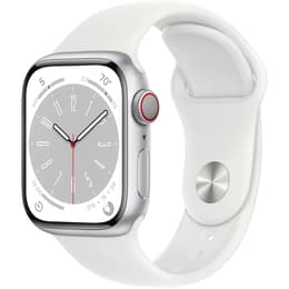Apple Watch (Series 8) GPS + Cellular 41 mm - Aluminium Silber - Sportarmband Weiß