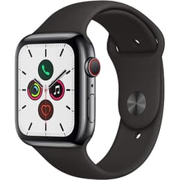 Apple Watch (Series 5) September 2019 44 mm - Rostfreier Stahl Schwarz - Armband Sportarmband Schwarz
