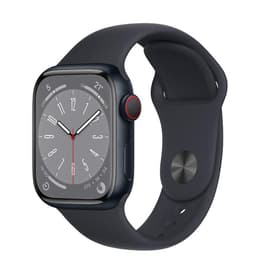 Apple Watch (Series 8) GPS + Cellular 41 mm - Aluminium Mitternacht - Sportarmband Schwarz