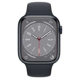 Apple Watch (Series 8) GPS + Cellular 45 mm - Aluminium Mitternacht - Sportarmband Schwarz