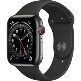 Apple Watch (Series 6) GPS + Cellular 40 mm - Rostfreier Stahl Schwarz - Sportarmband Schwarz