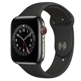 Apple Watch (Series 6) September 2020 44 mm - Rostfreier Stahl Graphit - Armband Sportarmband Schwarz