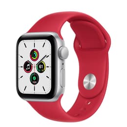Apple Watch (Series 5) GPS 44 mm - Aluminium Silber - Sport loop Rot
