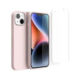 Hülle iPhone 14 und 2 schutzfolien - Silikon - Rosa