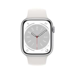 Apple Watch (Series 8) 2022 GPS 45 mm - Aluminium Silber - Sportarmband Weiß