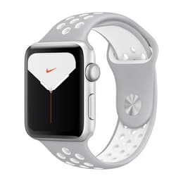 Apple Watch Series 5 (2019) GPS + Cellular 44 mm - Aluminium Silber - Nike Sportarmband Weiß