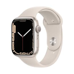 Apple Watch (Series 7) 2021 GPS + Cellular 45 mm - Rostfreier Stahl Weiß - Sportarmband Weiß