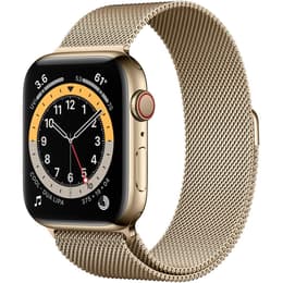 Apple Watch Series 6 (2020) GPS + Cellular 44 mm - Rostfreier Stahl Gold - Milanaise Armband Gold