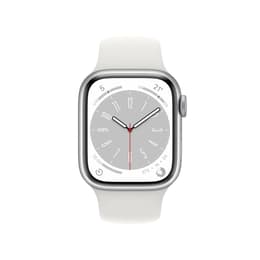 Apple Watch Series 8 (2022) GPS + Cellular 45 mm - Rostfreier Stahl Silber - Sportarmband Weiß