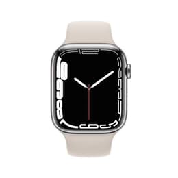 Apple Watch (Series 7) 2021 GPS + Cellular 45 mm - Aluminium Silber - Sportarmband Weiß