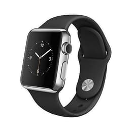 Apple Watch (Series 1) 2016 GPS 42 mm - Rostfreier Stahl Silber - Sportarmband Schwarz
