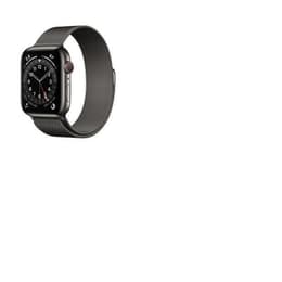 Apple Watch (Series 7) 2021 GPS 45 mm - Aluminium Schwarz - Milanaise Armband Silber