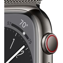 Apple Watch Series 9 (2023) GPS + Cellular 45 mm - Rostfreier Stahl Graphit - Milanaise Armband Schwarz