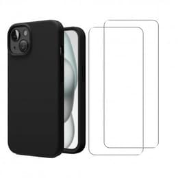 Hülle iPhone 15 und 2 schutzfolien - Silikon - Schwarz