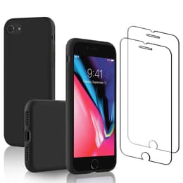 Hülle iPhone 7/8/SE(2020/2022) und 2 schutzfolien - Silikon - Schwarz