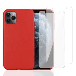 Hülle iPhone 11 Pro und 2 schutzfolien - Natürliches Material - Rot