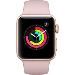 Apple Watch (Series 3) 2017 GPS + Cellular 38 mm - Aluminium Roségold - Sportarmband Rosa
