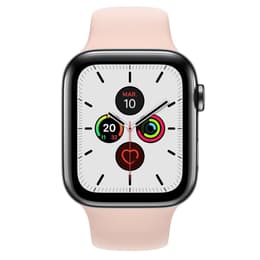 Apple Watch (Series 4) 2018 GPS + Cellular 44 mm - Rostfreier Stahl Space Grau - Sportarmband Rosa