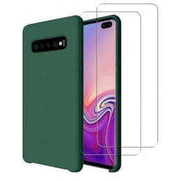 Hülle Galaxy S10 und 2 schutzfolien - Silikon - Grün