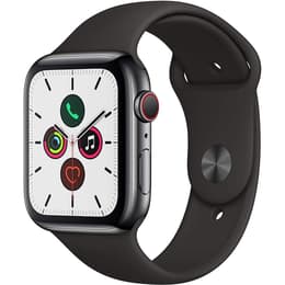 Apple Watch (Series 5) 2019 GPS 44 mm - Rostfreier Stahl Schwarz - Sportarmband Schwarz
