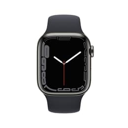 Apple Watch (Series 7) 2021 GPS + Cellular 41 mm - Rostfreier Stahl Schwarz - Sportarmband Schwarz