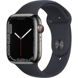 Apple Watch (Series 7) 2021 GPS + Cellular 41 mm - Rostfreier Stahl Schwarz - Sportarmband Schwarz