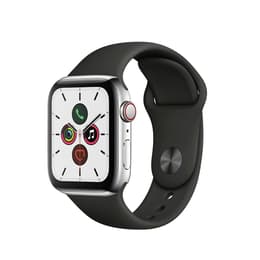 Apple Watch (Series 5) 2019 GPS + Cellular 40 mm - Rostfreier Stahl Silber - Sport loop Schwarz
