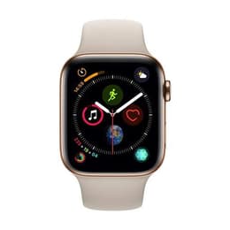 Apple Watch (Series 5) 2019 GPS 44 mm - Rostfreier Stahl Gold - Sportarmband Stein