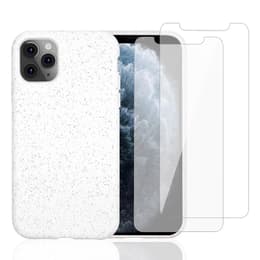 Hülle iPhone 11 Pro und 2 schutzfolien - Natürliches Material - Weiß