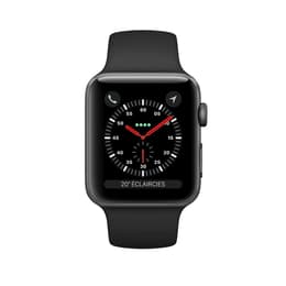 Apple Watch (Series 3) 2017 GPS + Cellular 42 mm - Aluminium Space Grau - Sportarmband Schwarz
