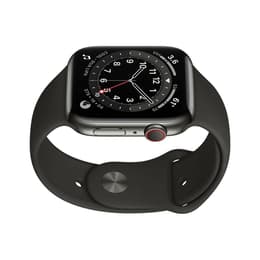 Apple Watch (Series 6) 2020 GPS + Cellular 44 mm - Rostfreier Stahl Grau - Sport loop Schwarz
